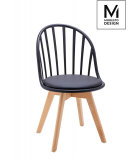MODESTO krzesło ALBERT czarne- polipropylen, ekoskóra, drewno bukowe