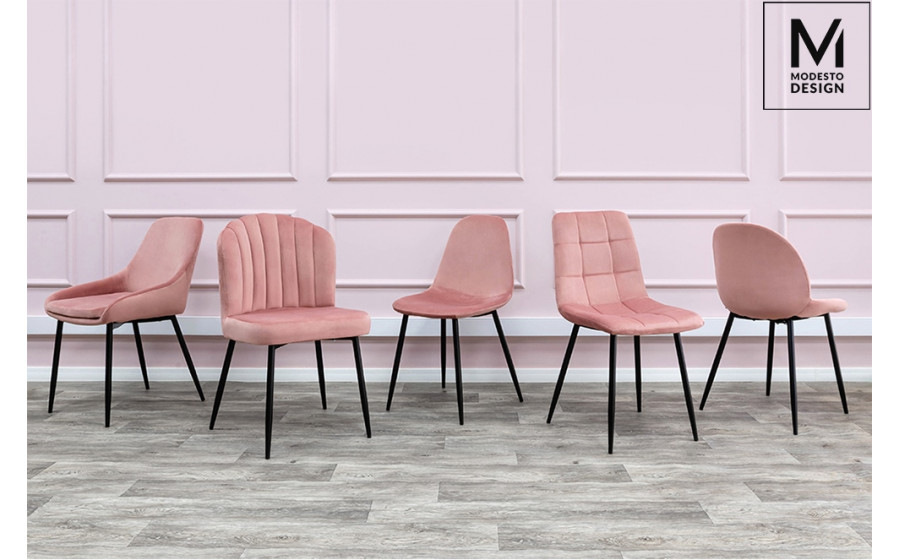 MODESTO krzesło RANGO różowe- welur, metal