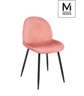 MODESTO krzesło SCOOP pudrowy róż- welur, metal