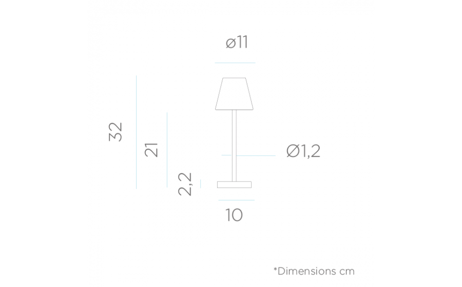 NEW GARDEN lampa stołowa LOLA SLIM 30 BATTERY brass