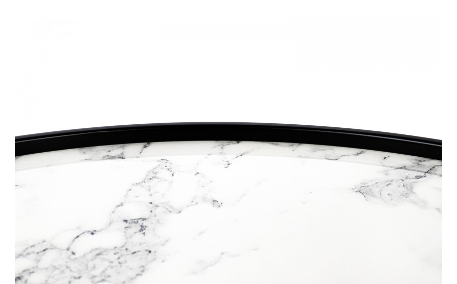 Stolik kawowy okrągły PADRINO 60 biały marmur czarna podstawa