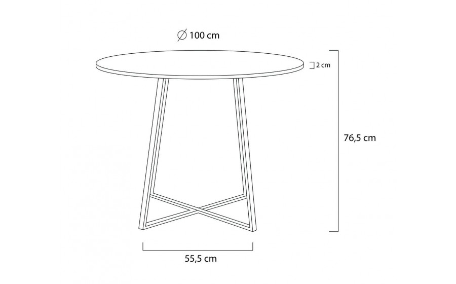 Stół CARAT 100 - MDF, złota podstawa