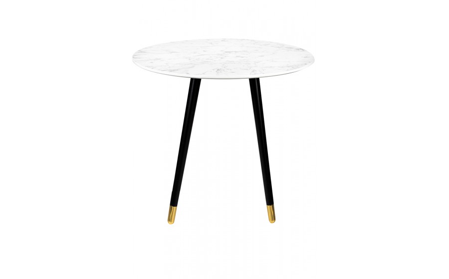 Stół okrągły PADRINO 90 biały z marmurowym blatem