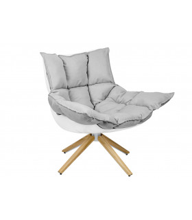 Fotel STAR szary - szara tkanina,  podstawa drewnianam włókno szklane