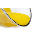 Fotel wiszący BUBBLE poduszka żółta - korpus akryl, poduszka wełna