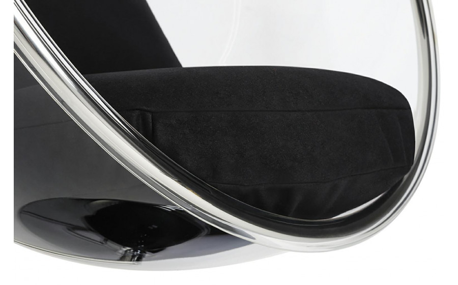 Fotel wiszący BUBBLE poduszka  czarna - korpus akryl, poduszka wełna