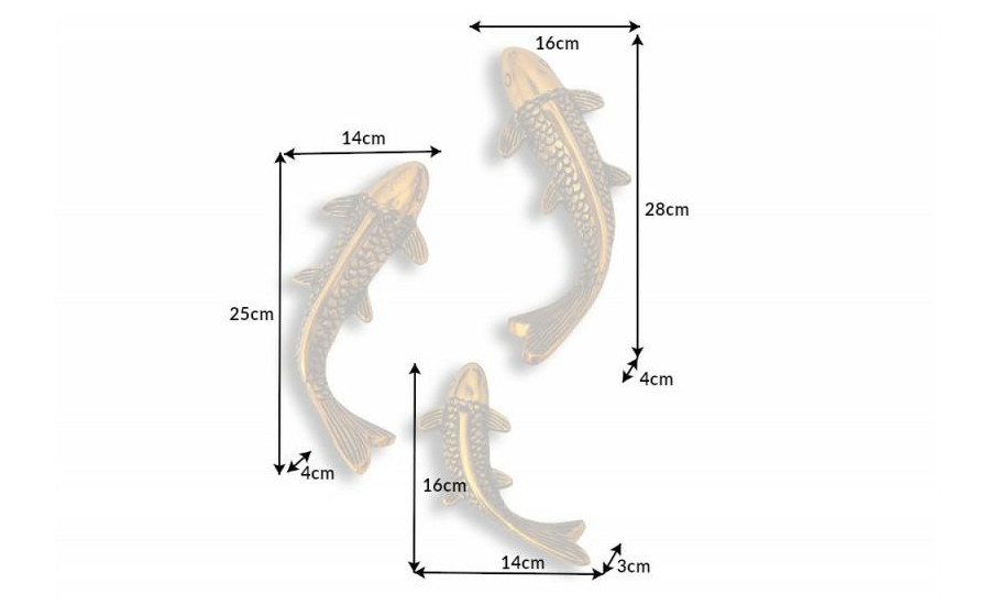 INVICTA dekoracja ścienna FISHE KOI 3er antyczne złoto