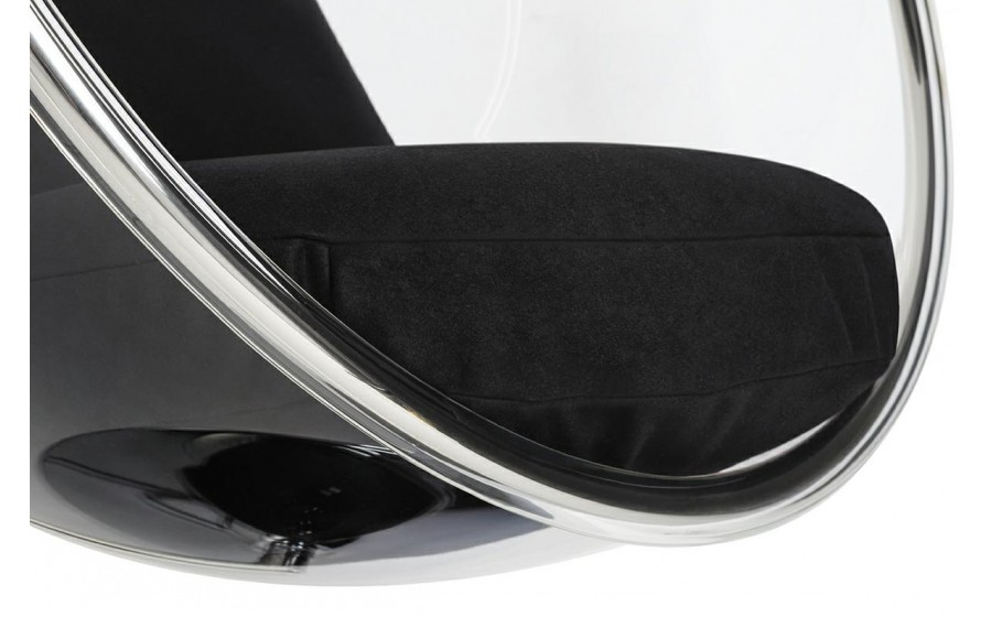 Fotel BUBBLE STAND poduszka czarna - podstawa chrom, korpus akryl, poduszka wełna