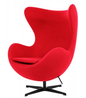 Fotel EGG CLASSIC BLACK czerwony.17- wełna, podstawa czarna