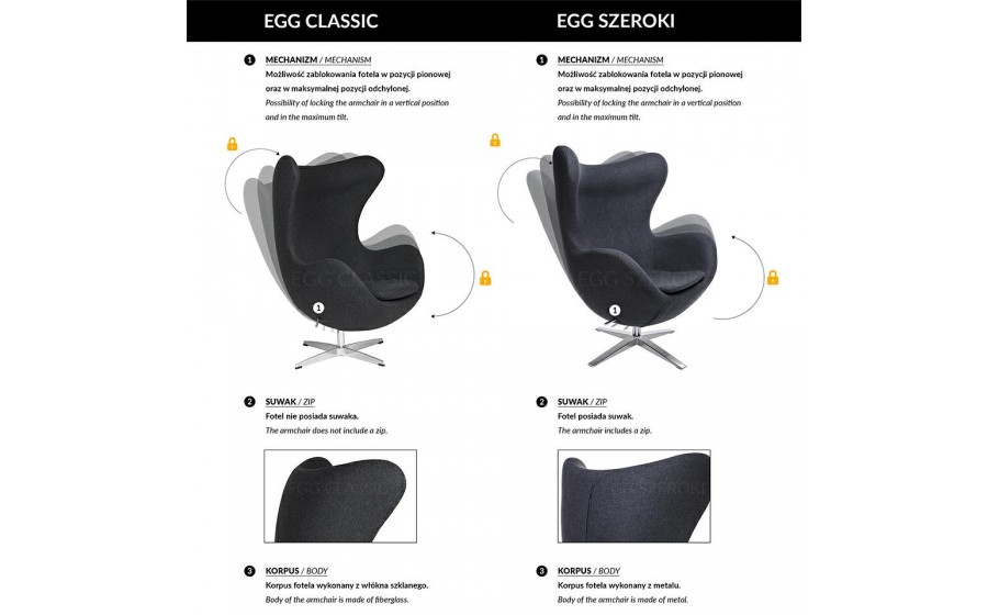 Fotel EGG CLASSIC VELVET granatowy - welur, podstawa aluminiowa