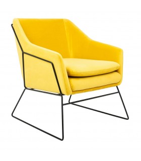 Fotel EMMA VELVET żółty welur- podstawa metal czarna