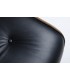 Fotel LOUNGE czarny z podnóżkiem  - skóra naturalna, sklejka orzech