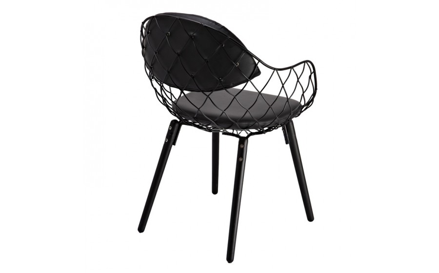 Krzesło DEMON czarne - metal, ekoskóra, podstawa drewniana