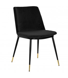 Krzesło DIEGO czarne- welur, podstawa czarno złota