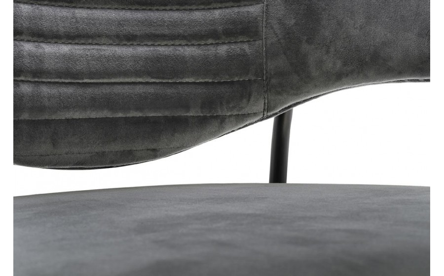 Krzesło NAOMI ciemny szary - welur, podstawa czarna