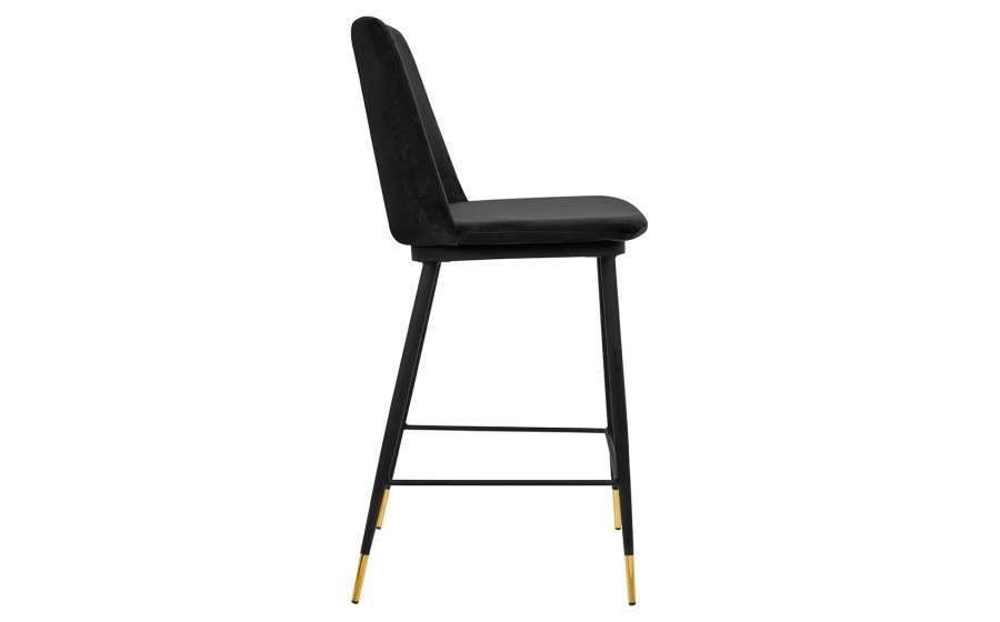 Krzesło barowe DIEGO 65 czarne - welur, podstawa czarno złota