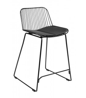 Krzesło barowe MILES czarne 66 cm- metal, ekoskóra