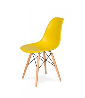 Krzesło DSW WOOD słoneczny żółty.09- podstawa drewniana bukowa