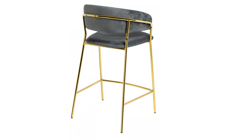 Krzesło barowe MARGO 65 ciemny szary - welur, podstawa złota