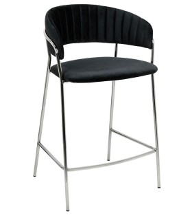 Krzesło barowe MARGO 65 czarny- welur, podstawa chromowana