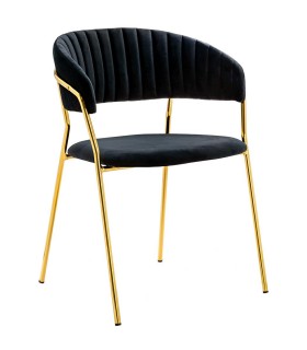 Krzesło MARGO czarne- welur, podstawa złota