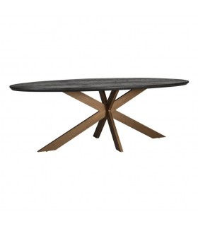 RICHMOND stół jadalniany BLACKBONE BRASS- 230, fornir dębowy, mosiądz, metal
