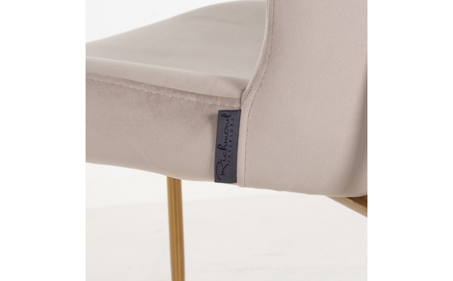 RICHMOND zestaw 2 krzeseł tapicerowanych do jadalni ODESSA KHAKI - welur, podstawa złota