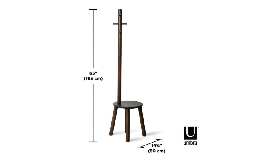 UMBRA wieszak ze stołkiem PILLAR - czarny orzech