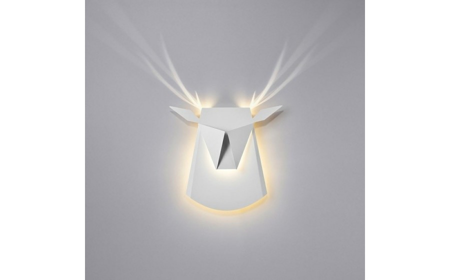 Lampa ścienna JELEŃ biała- LED, stal węglowa