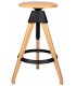 Krzesło barowe regulowane TOM czarne - polipropylen, drewno bukowe