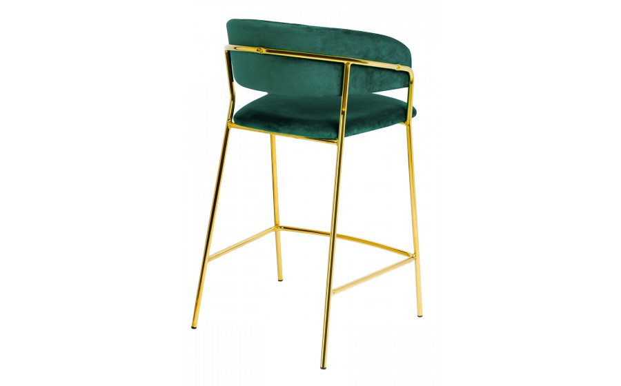 Krzesło barowe MARGO 65 ciemny zielony - welur, podstawa złota