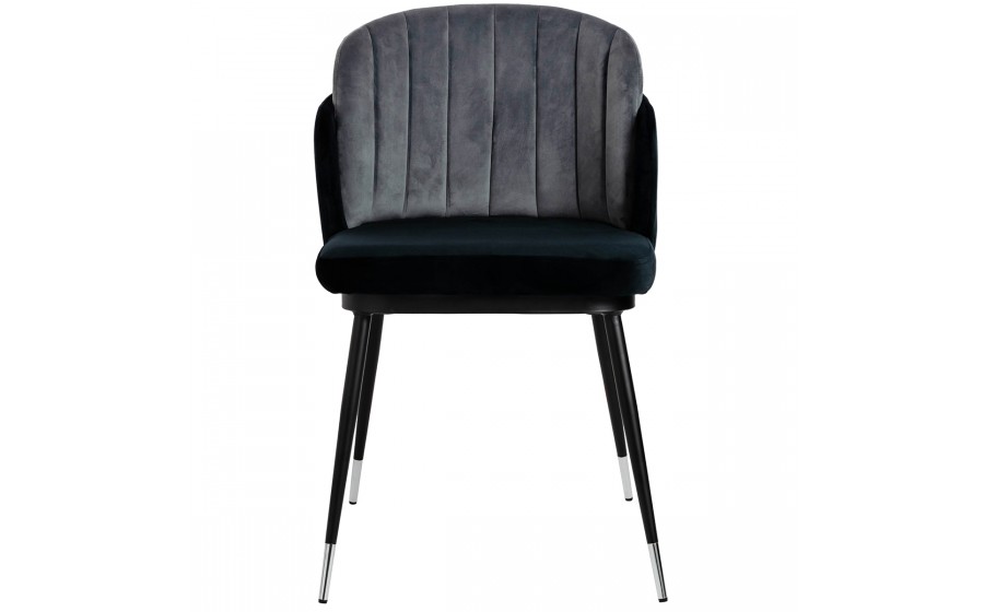Krzesło MARCEL czarno szare - welur, podstawa czarno-srebrna