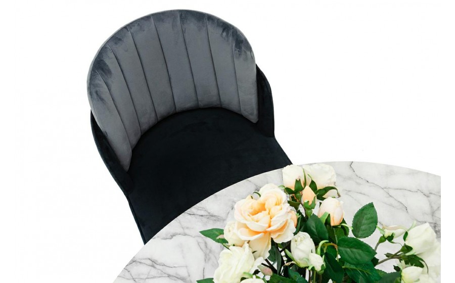 Krzesło MARCEL czarno szare - welur, podstawa czarno-srebrna