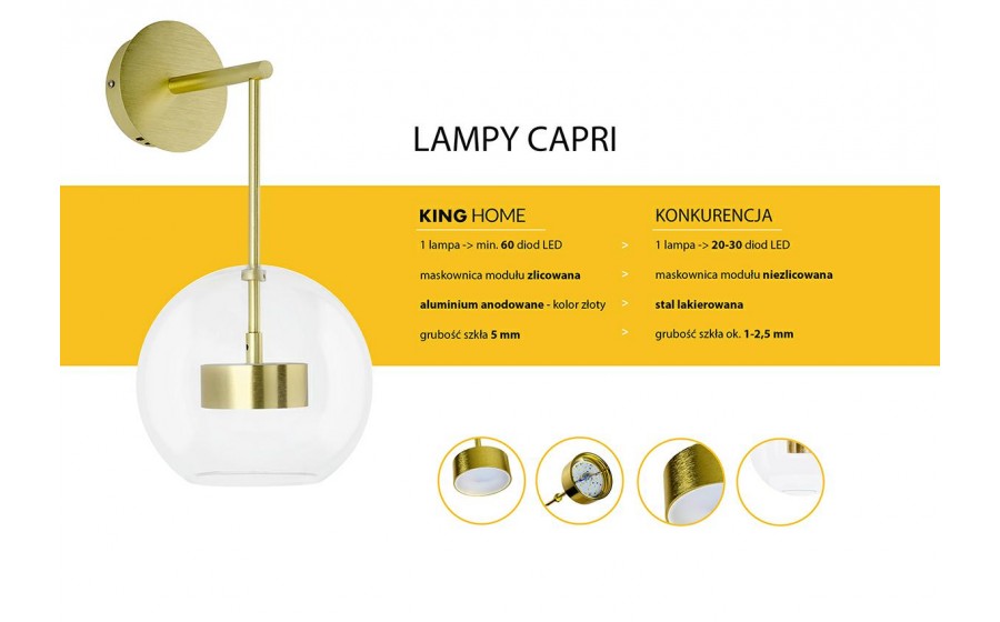 Lampa ścienna CAPRI WALL 1 złota