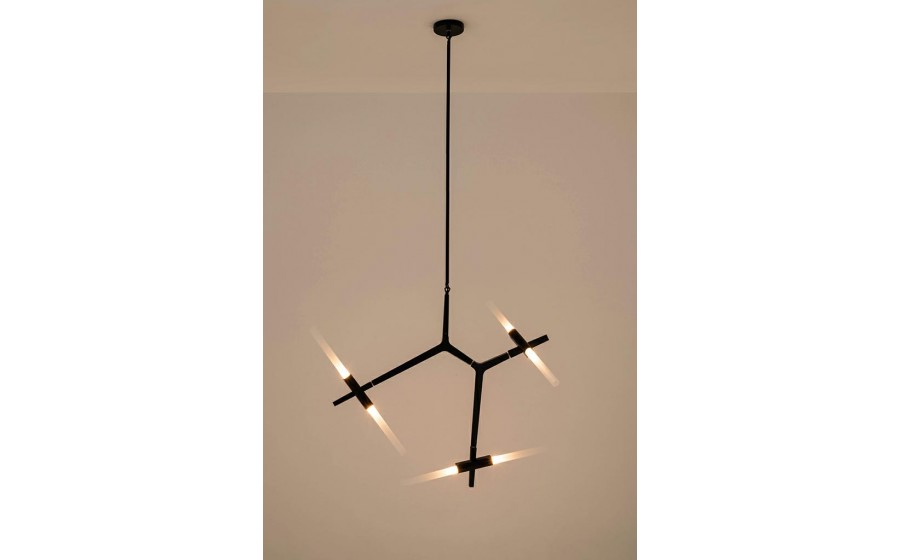 Lampa wisząca CANDELABR 6 czarna - aluminium, szkło