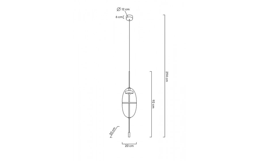 Lampa wisząca CHAPLIN 200 mosiądz - LED, szkło