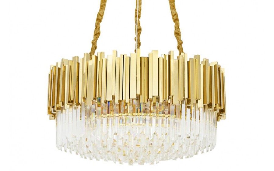 Lampa wisząca IMPERIAL GOLD 80 - stal, kryształ