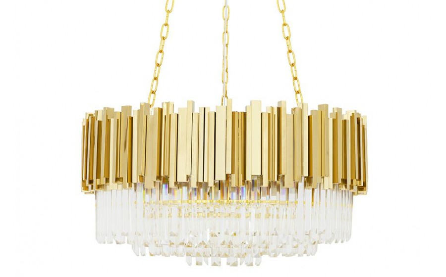 Lampa wisząca IMPERIAL GOLD 80 - stal, kryształ