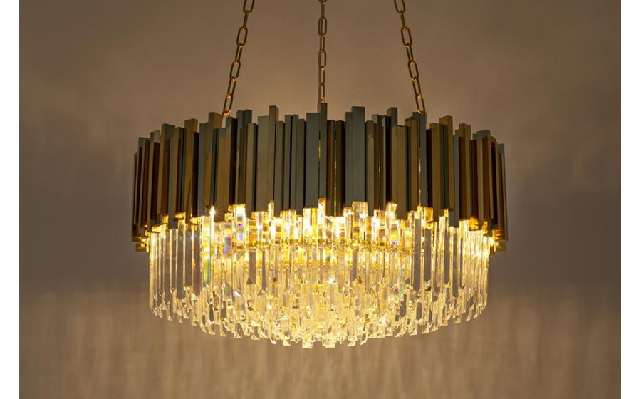 Lampa wisząca IMPERIAL GOLD 80 - stal, kryształ