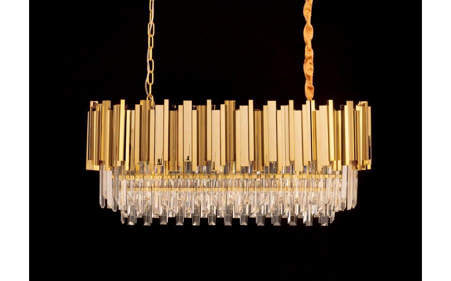 Lampa wisząca IMPERIAL LONG GOLD 90 - stal, kryształ