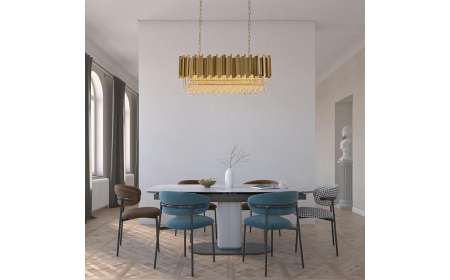 Lampa wisząca IMPERIAL LONG GOLD 90 - stal, kryształ