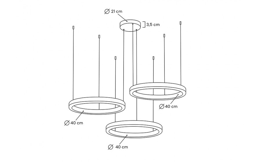 Lampa wisząca RING 40 + 40 + 40 złota na jednej podsufitce