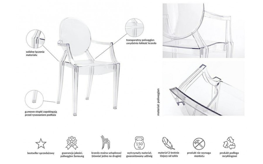 Krzesło LOUIS transparentne - poliwęglan
