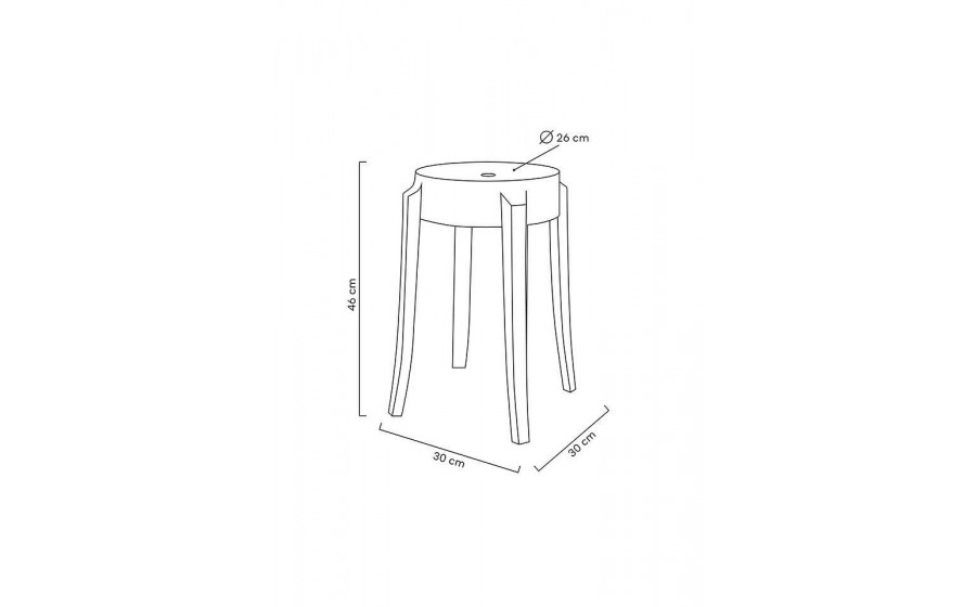 Stołek CHARLES 46 transparentny - poliwęglan