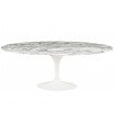 Stół TULIP ELLIPSE MARBLE ARABESCATO - biały - blat owalny marmurowy, metal