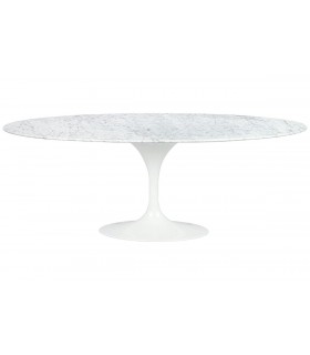 Stół TULIP ELLIPSE MARBLE CARRARA biały - blat owalny marmurowy, metal