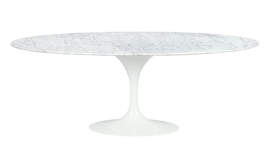 Stół TULIP ELLIPSE MARBLE CARRARA biały - blat owalny marmurowy, metal