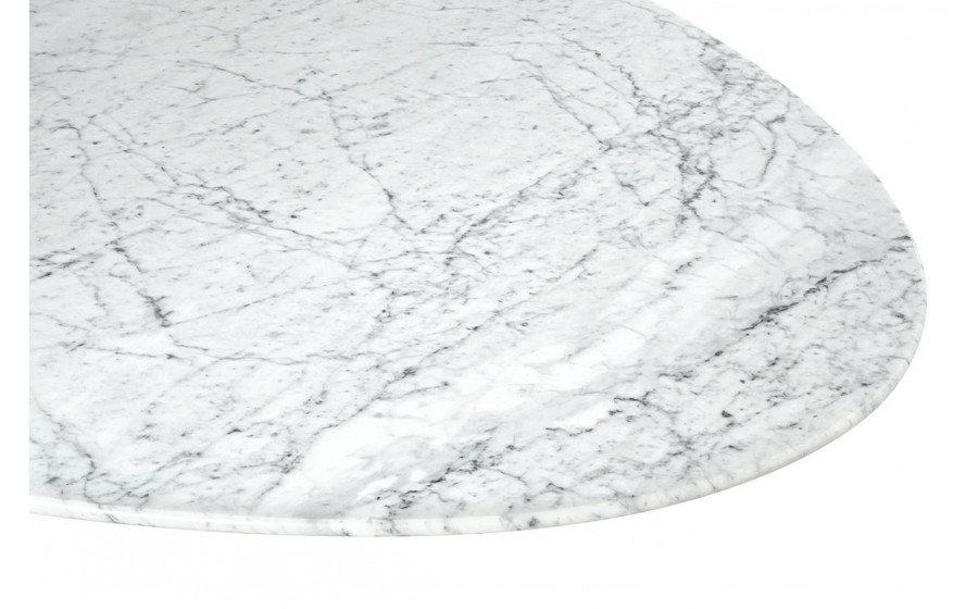 Stół TULIP ELLIPSE MARBLE CARRARA biały - blat owalny marmurowy, metal