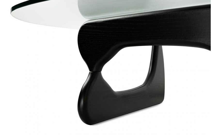 Stolik kawowy STABLE BLACK szkło transparentne, drewniana podstawa czarny jesion