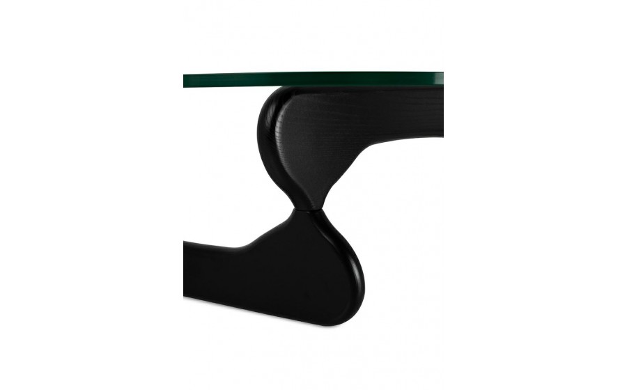 Stolik kawowy STABLE BLACK szkło transparentne, drewniana podstawa czarny jesion